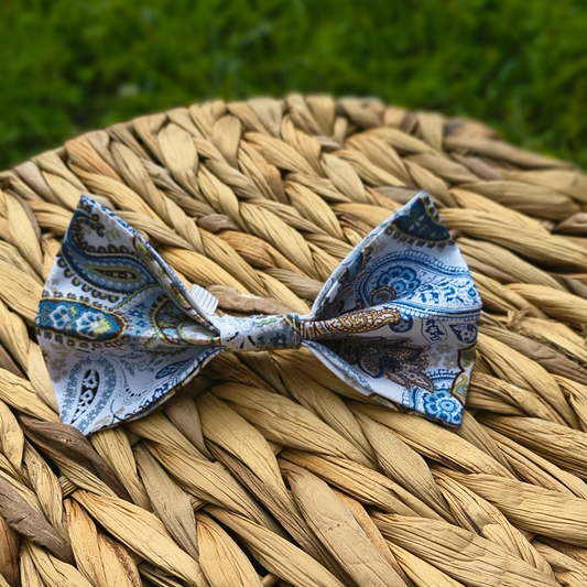 Blue Paisley Dog Bow Tie